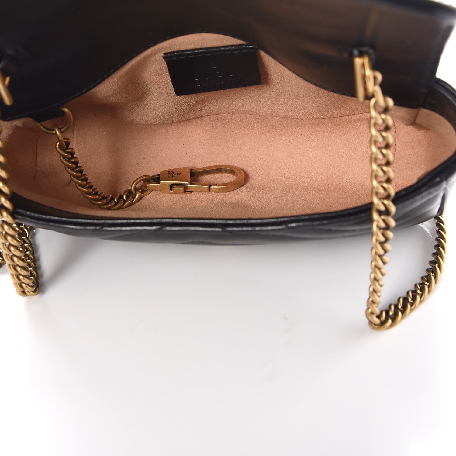 Gucci Calfskin Matelasse Super Mini GG Marmont Shoulder Bag Black 5 of 9