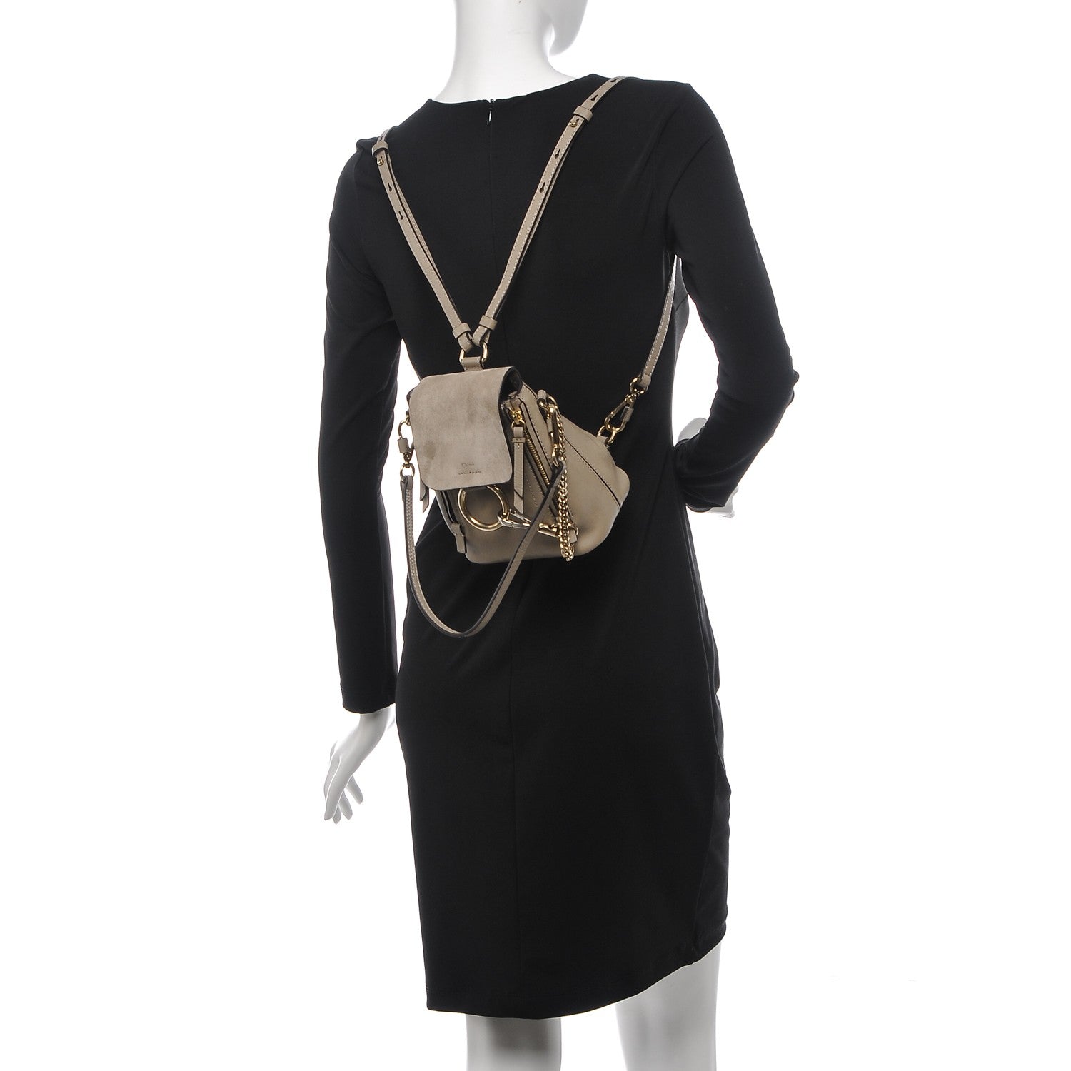 Chloe Suede Calfskin Mini Faye Backpack Motty Grey 2 of 9