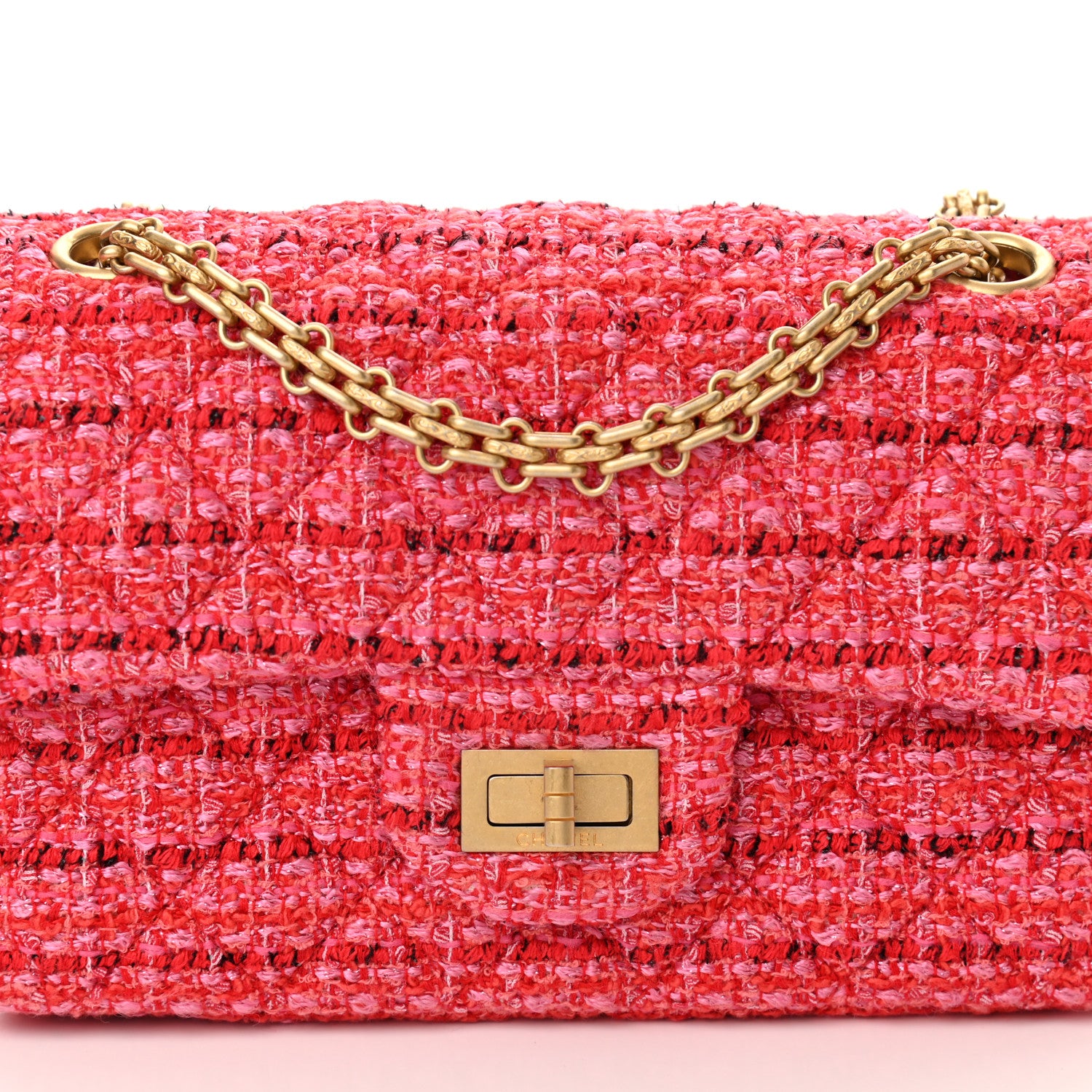 Chanel Tweed Quilted Mini 2.55 Reissue Flap Red Ecru Black 8 of 10