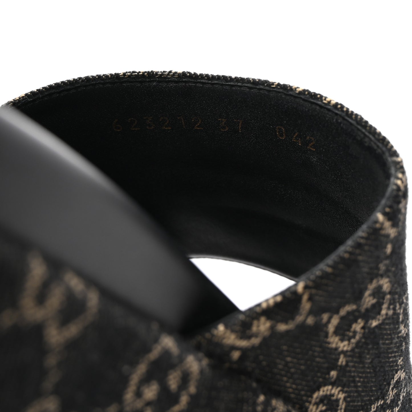 Jacquard Black Denim GG Monogram Angelina Platform 55mm Slide Sandals 37 Black Ivory