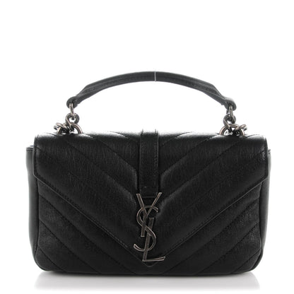 Saint Laurent Sheepskin Matelasse Chevron Monogram College Chain Wallet Black 1 of 7