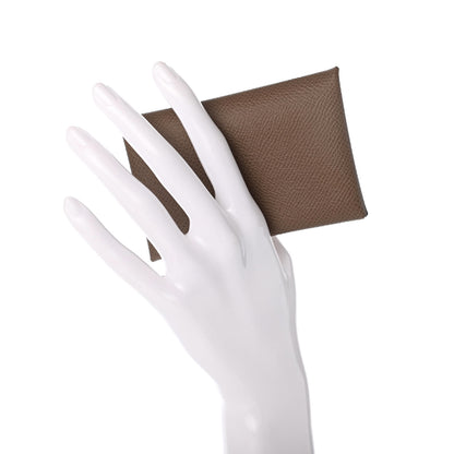 Hermes Epsom Calvi Card Case Etoupe 2 of 8