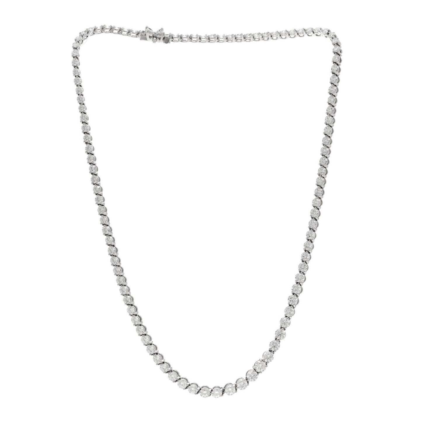 Platinum Diamond Victoria Graduated Line Necklace