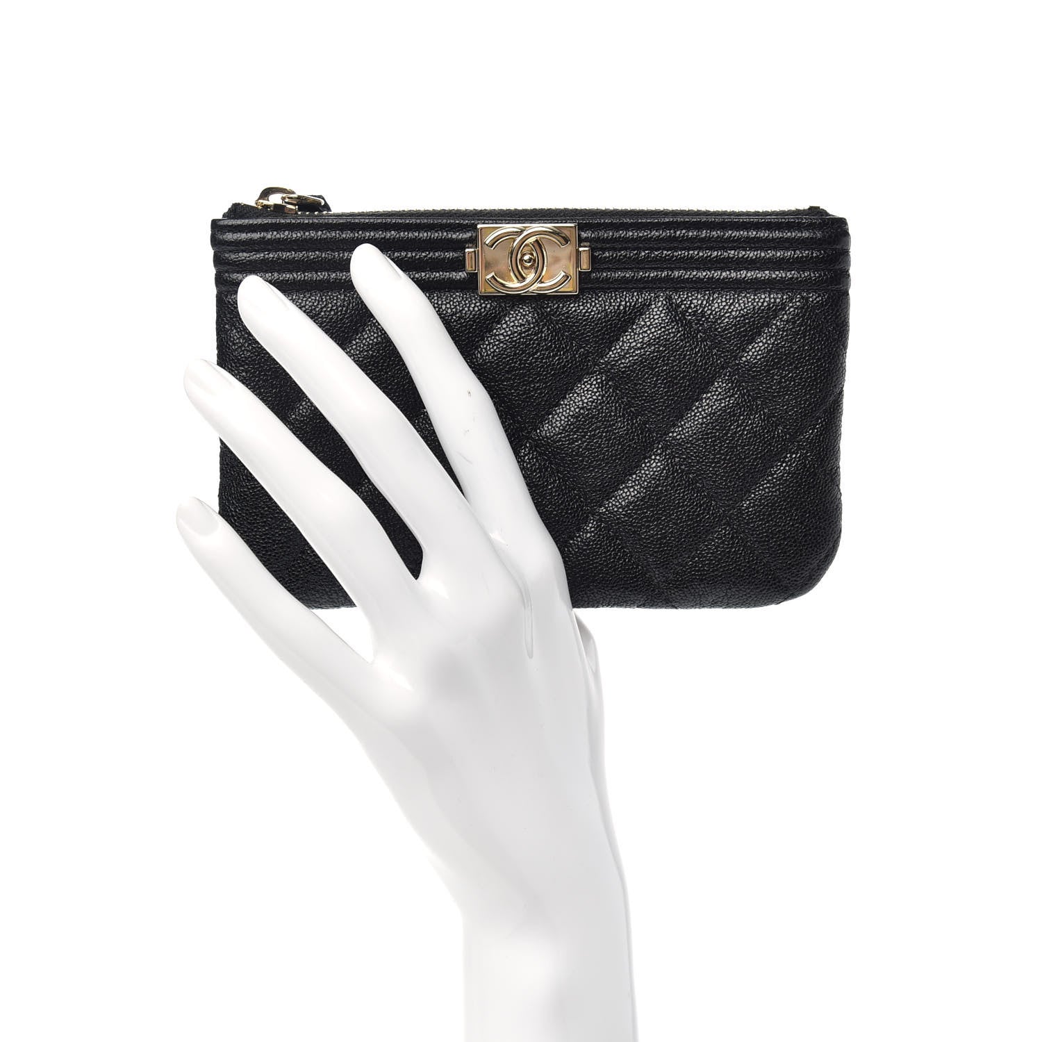 Chanel Caviar Quilted Zipped Boy Pouch Black 2 of 7