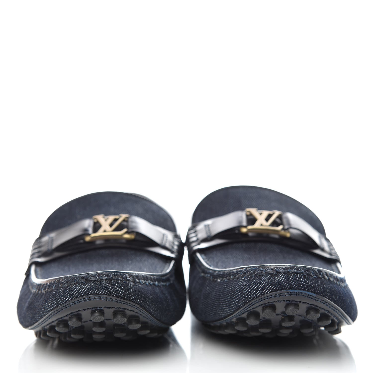 Louis Vuitton Denim Mens Hockenheim Moccasin Loafers 8.5 Marine 2 of 12