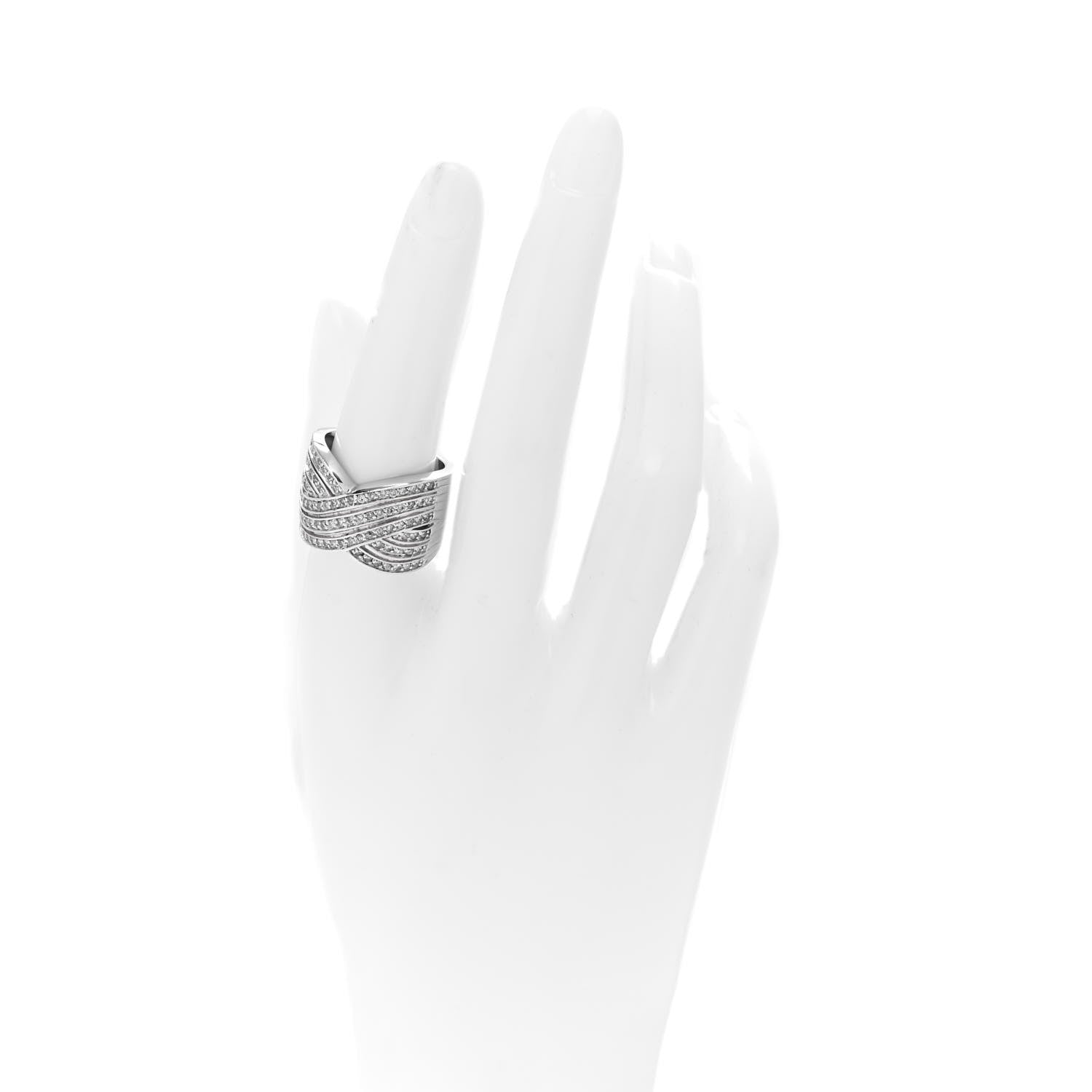 Parker & West by FASHIONPHILE 14K White Gold Diamond .69ctw Crossover Tapered Band Ring 55 7.25 2 of 4