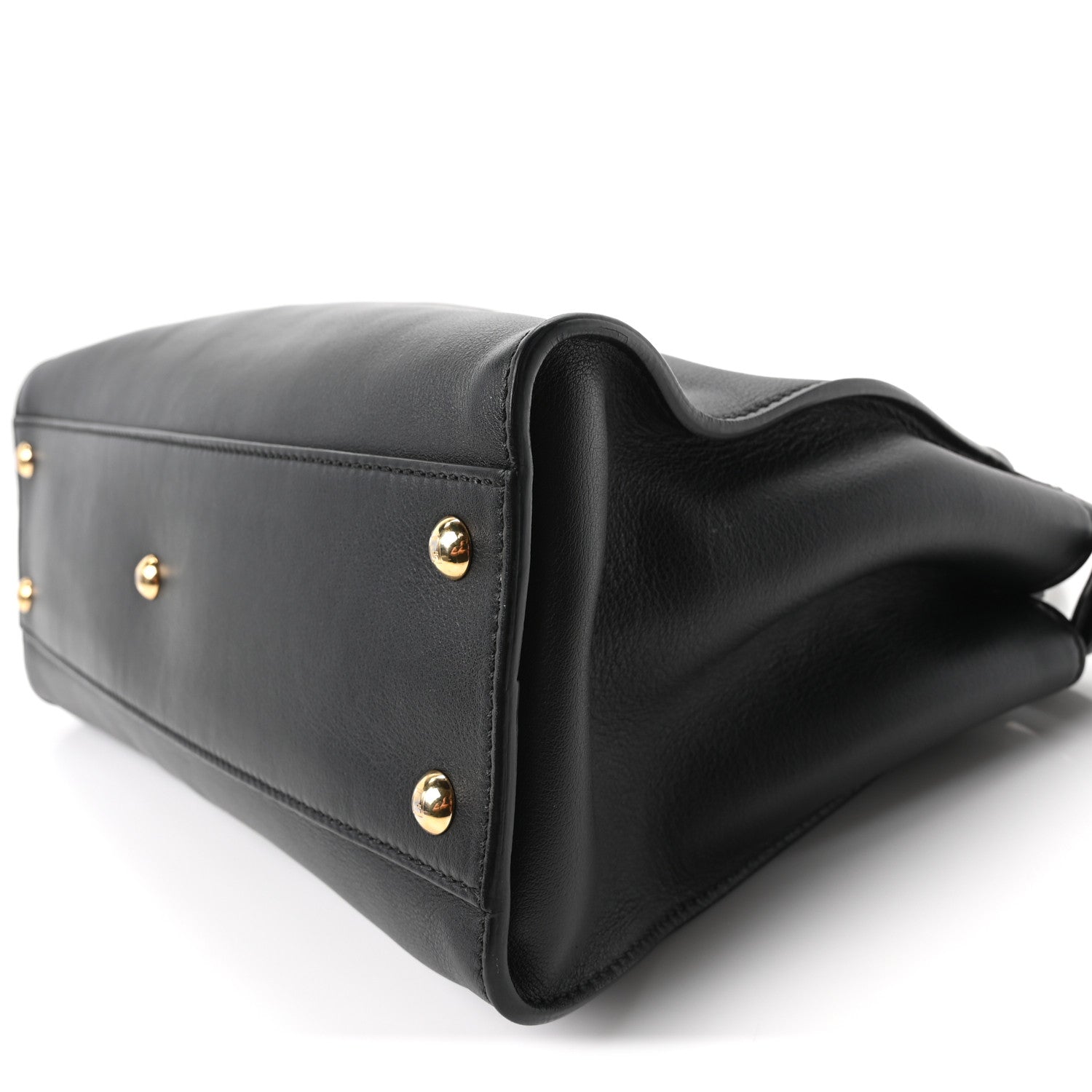 Fendi Vitello Seta Shiny Nappa Medium Peekaboo Iconic Satchel Black 10 of 10