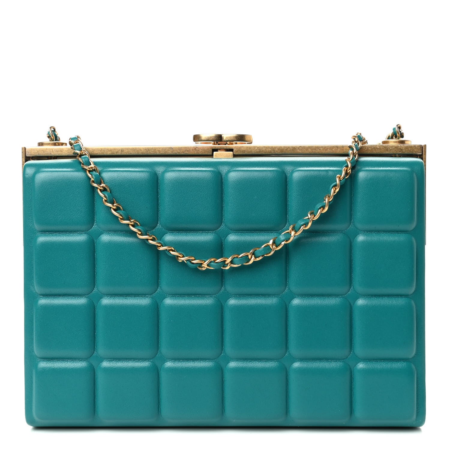 Chanel Lambskin Chocolate Clutch With Chain Blue 1 of 4