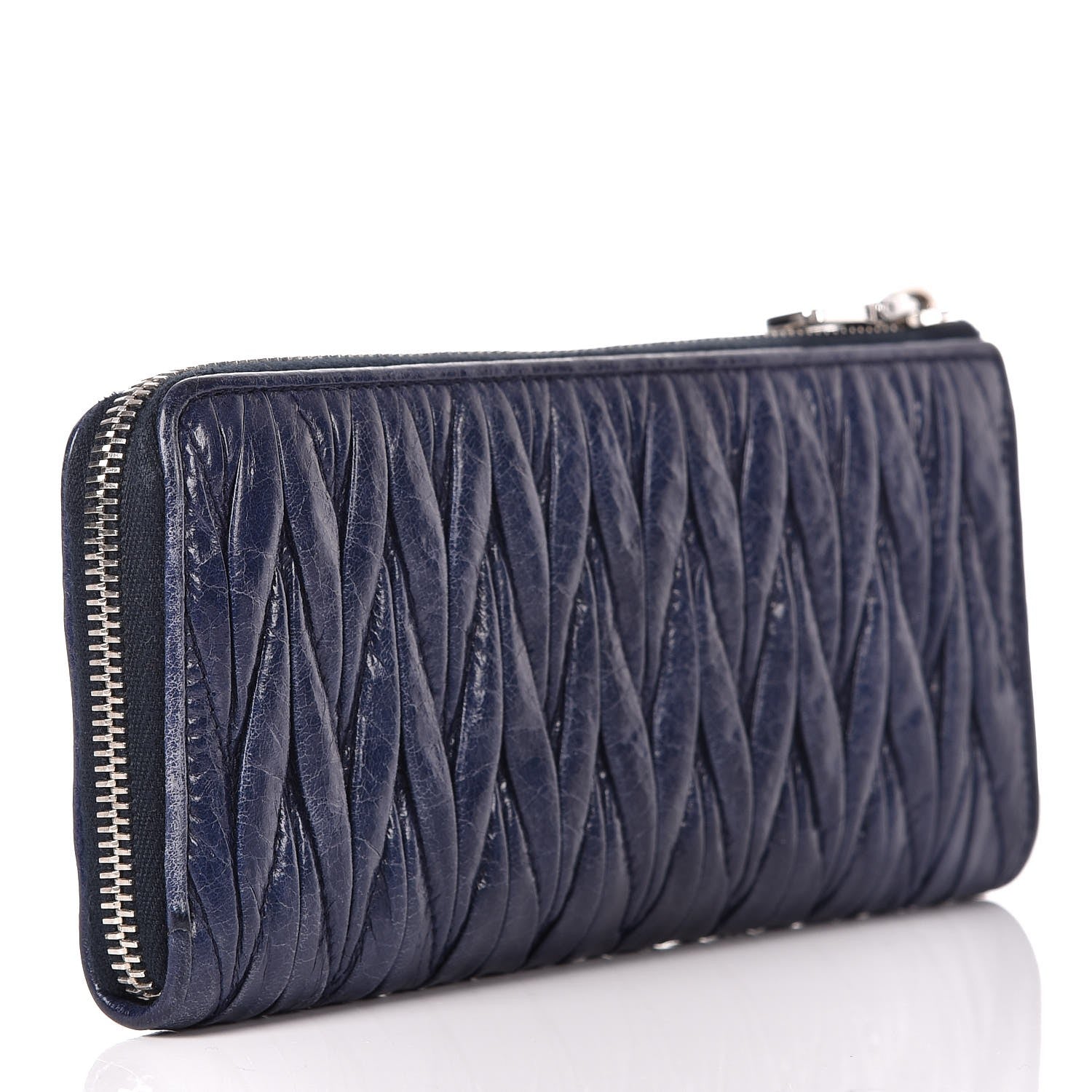 Miu Miu Nappa Matelasse Lux Zip Around Wallet Bleuette 3 of 8