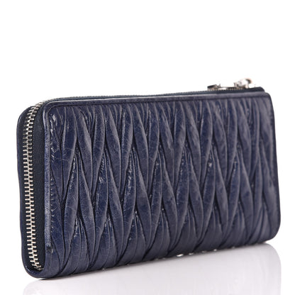 Miu Miu Nappa Matelasse Lux Zip Around Wallet Bleuette 3 of 8