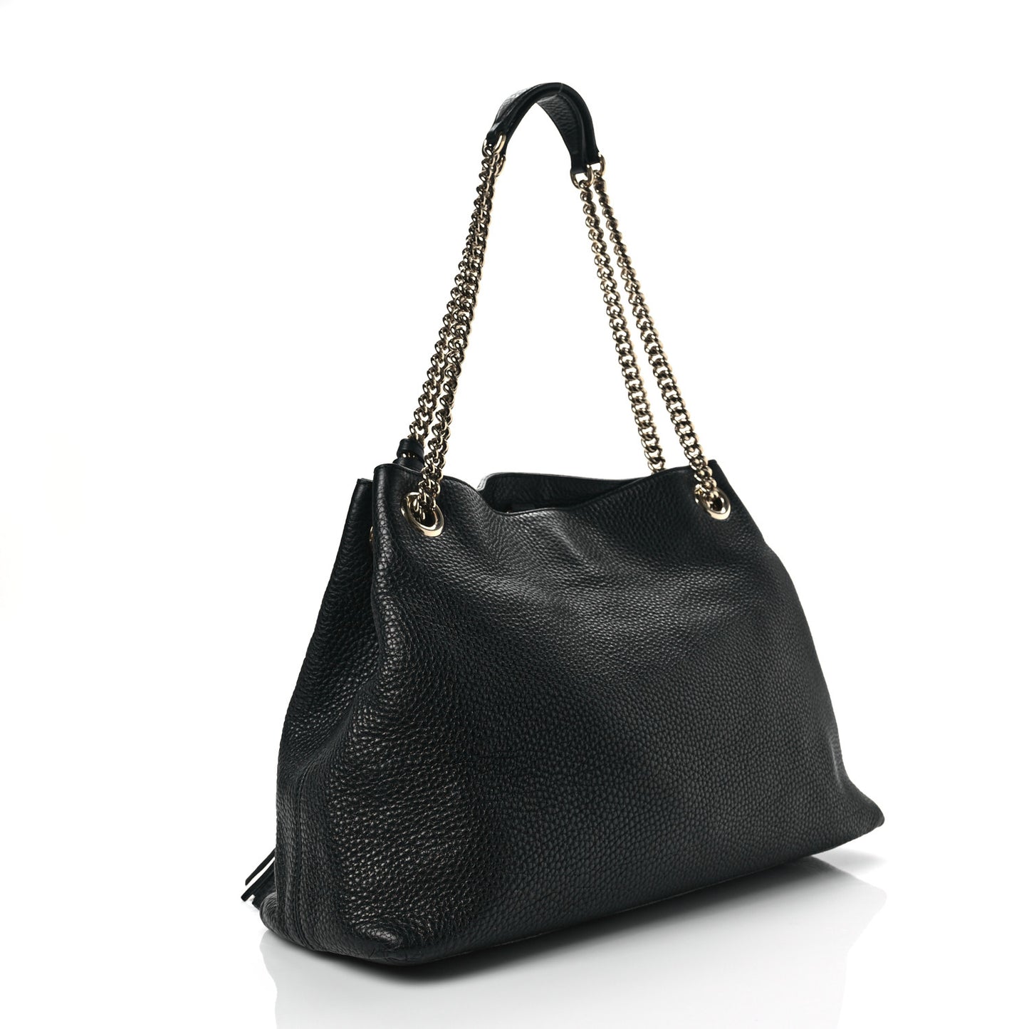 Pebbled Calfskin Medium Soho Chain Shoulder Bag Black