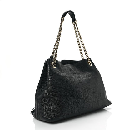 Gucci Pebbled Calfskin Medium Soho Chain Shoulder Bag Black 3 of 8