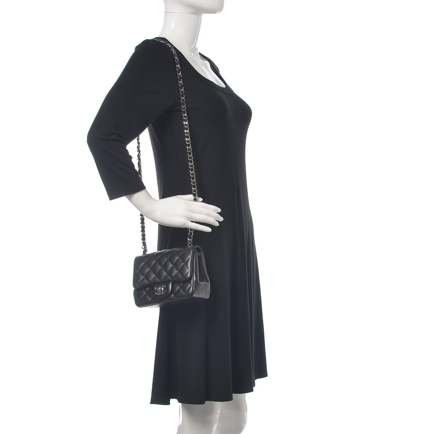 Lambskin Quilted Mini Square Flap Black