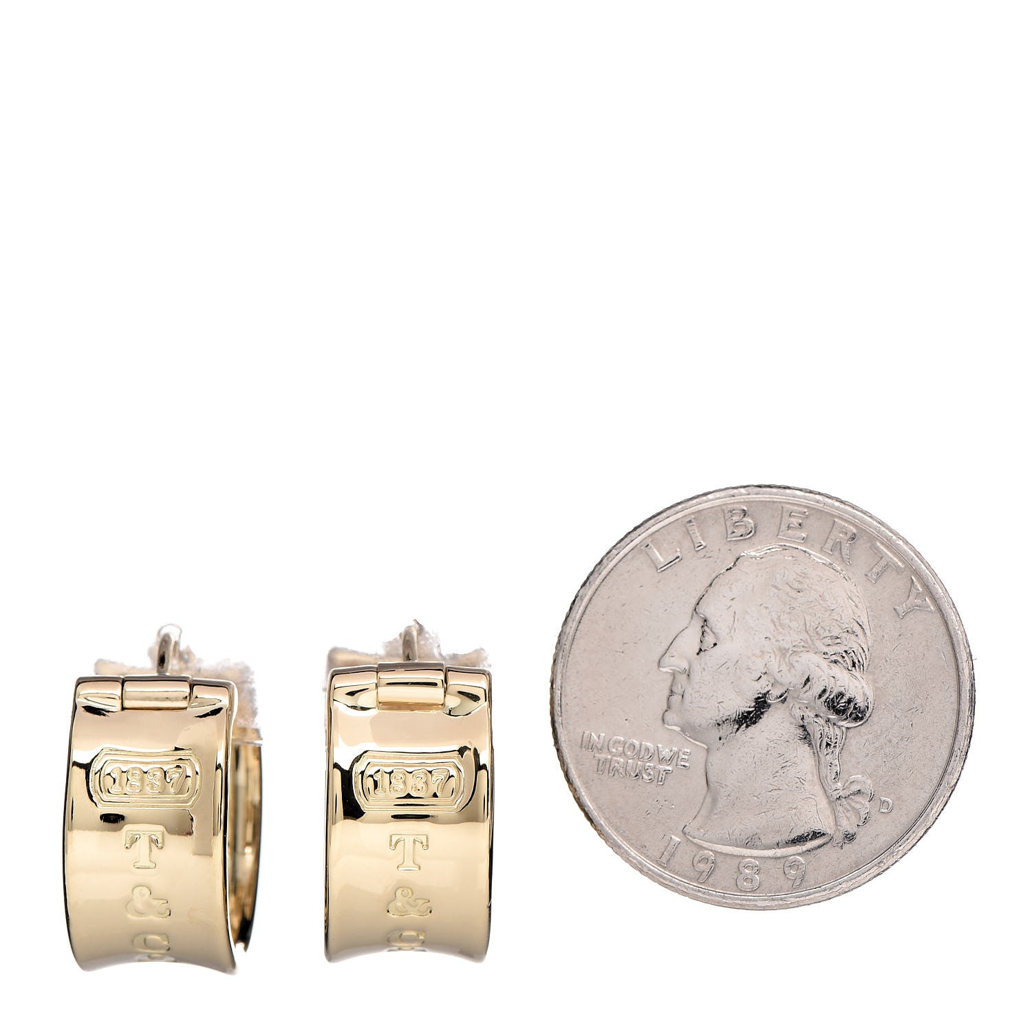 Tiffany 18K Yellow Gold 1837 Hoop Earrings 2 of 6