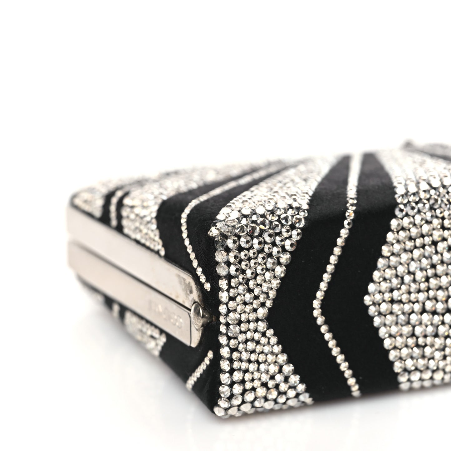 Satin Crystal Box Clutch Black