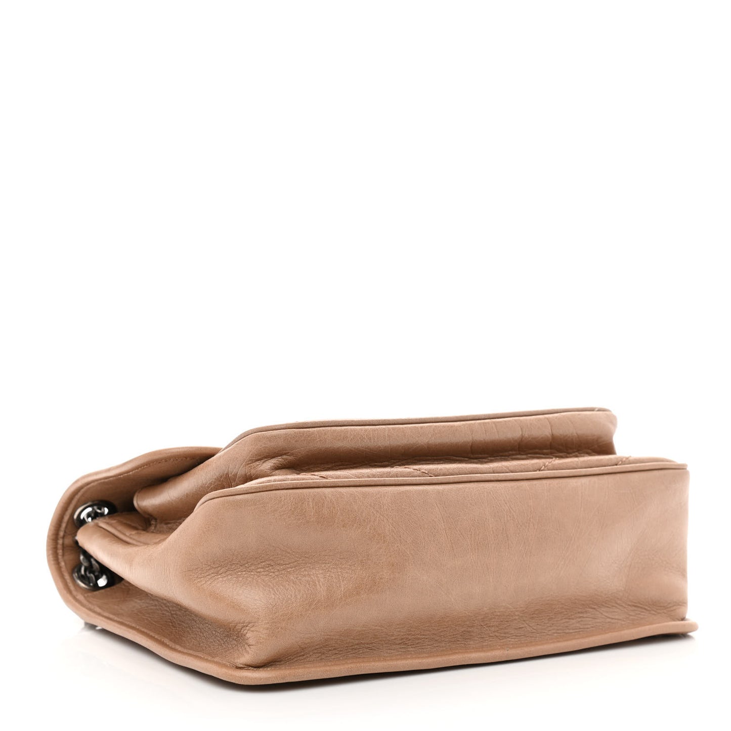 Crinkled Calfskin Matelasse Monogram Medium Niki Chain Satchel Dark Toffee