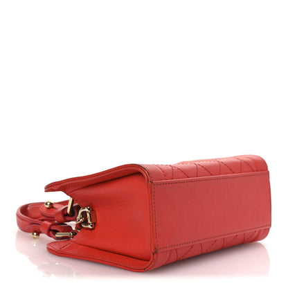 Chanel Grained Calfskin Stitched Mini Label Click Shopper Tote Red 4 of 14