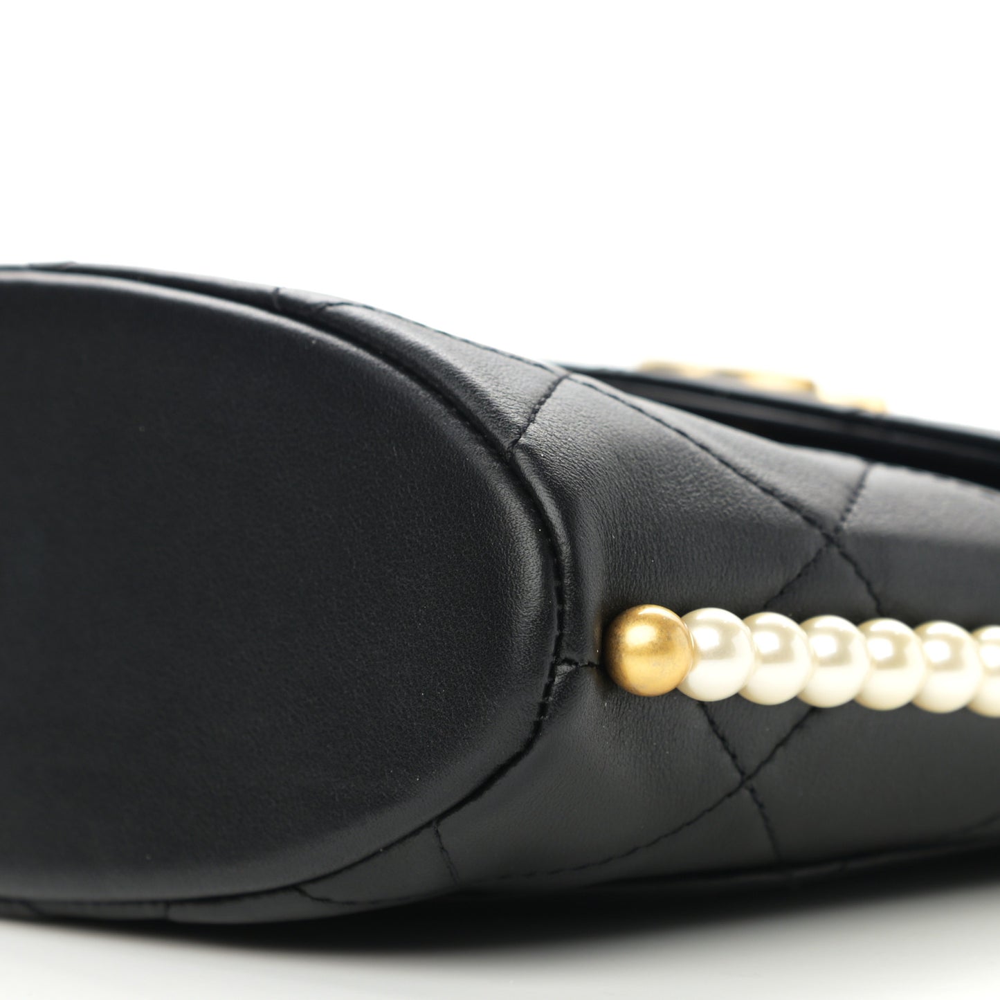 Calfskin Quilted Pearl Small About Pearls Hobo Bag Black