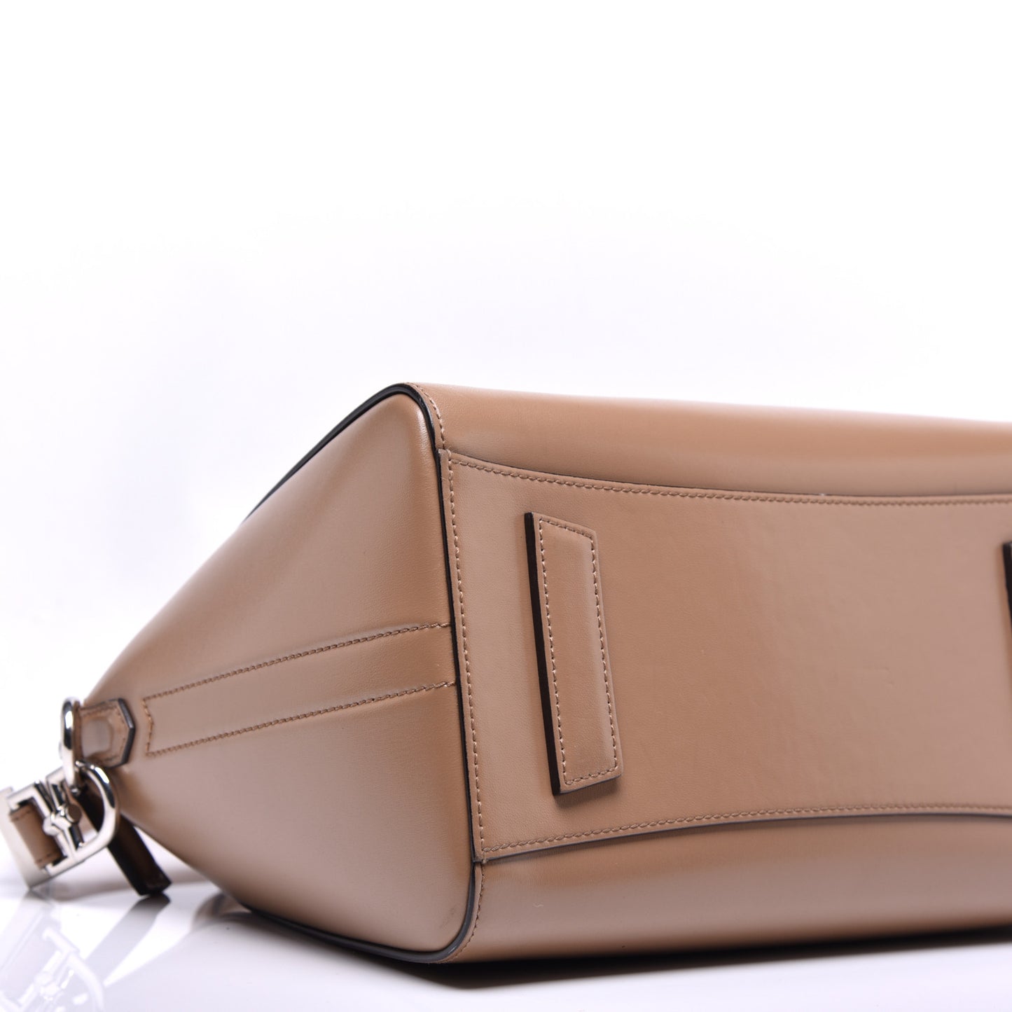 Shiny Lord Calfskin Small Antigona Dark Beige