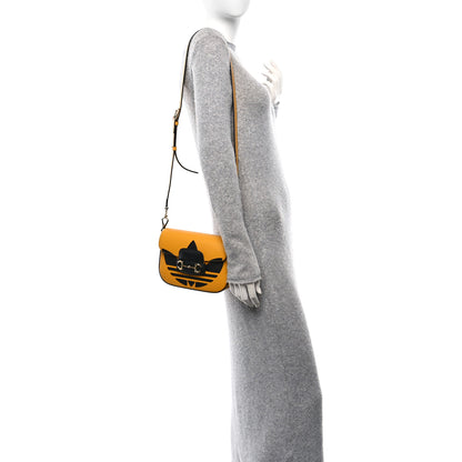 Gucci X ADIDAS Textured Dollar Calfskin Web Trefoil Mini Horsebit 1955 Shoulder Bag Crop Black 2 of 12