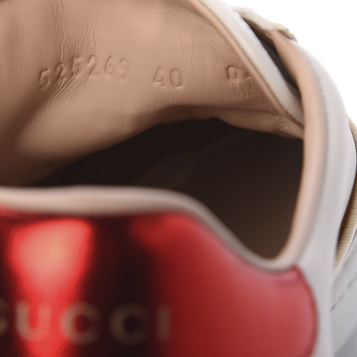Gucci Calfskin Stripe Womens New Ace Sneakers 40 New Mystic White Ecru Red Flame 9 of 10