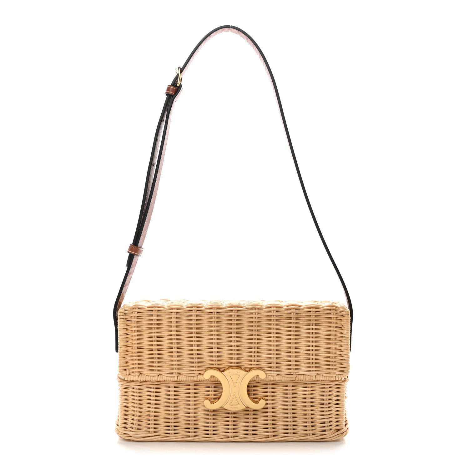 Celine Wicker Calfskin Claude Shoulder Bag Natural 1 of 10