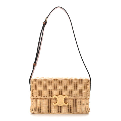 Celine Wicker Calfskin Claude Shoulder Bag Natural 1 of 10