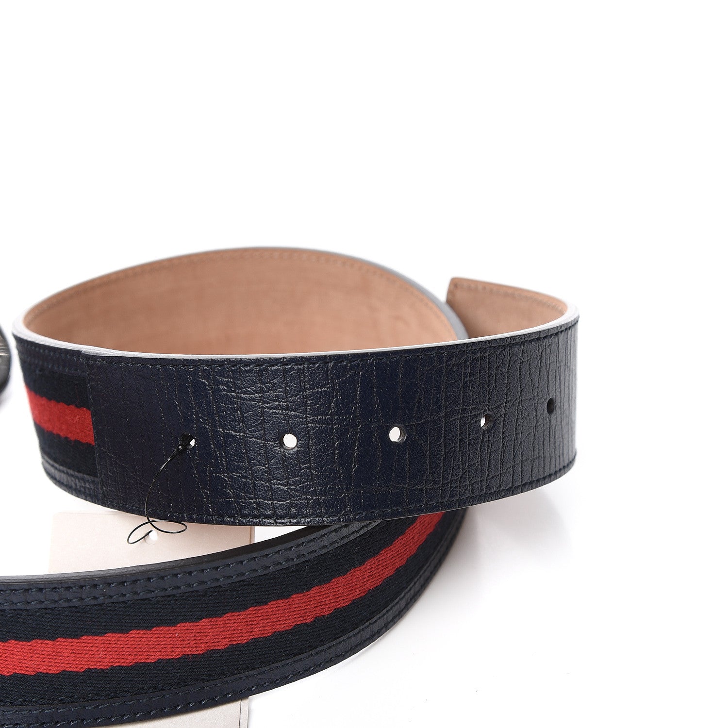 Gucci Calfskin Web Interlocking G Belt 75 30 Navy 5 of 6