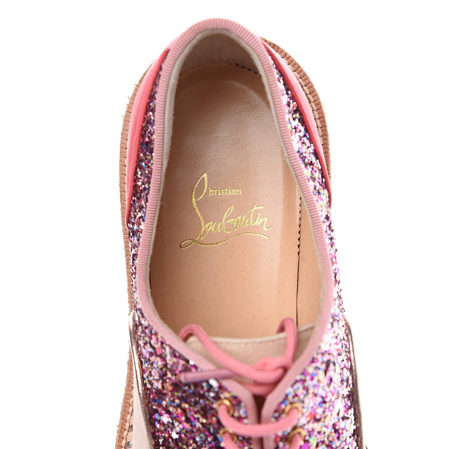 Patent Calfskin Glitter Chain Trim Womens Latcho Oxfords 36.5 Poudre