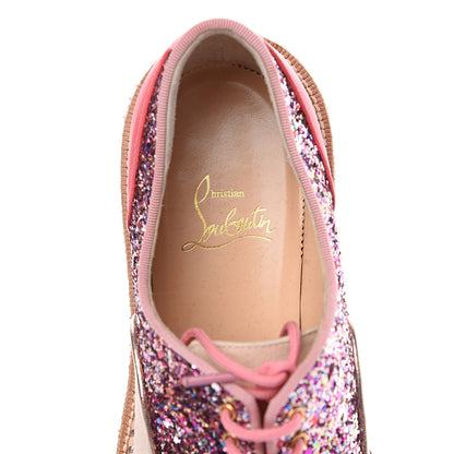 Christian Louboutin Patent Calfskin Glitter Chain Trim Womens Latcho Oxfords 36.5 Poudre 6 of 7