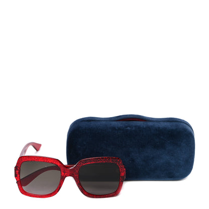 Gucci Acetate Square Frame Sunglasses GG0036S Glitter Red 7 of 7