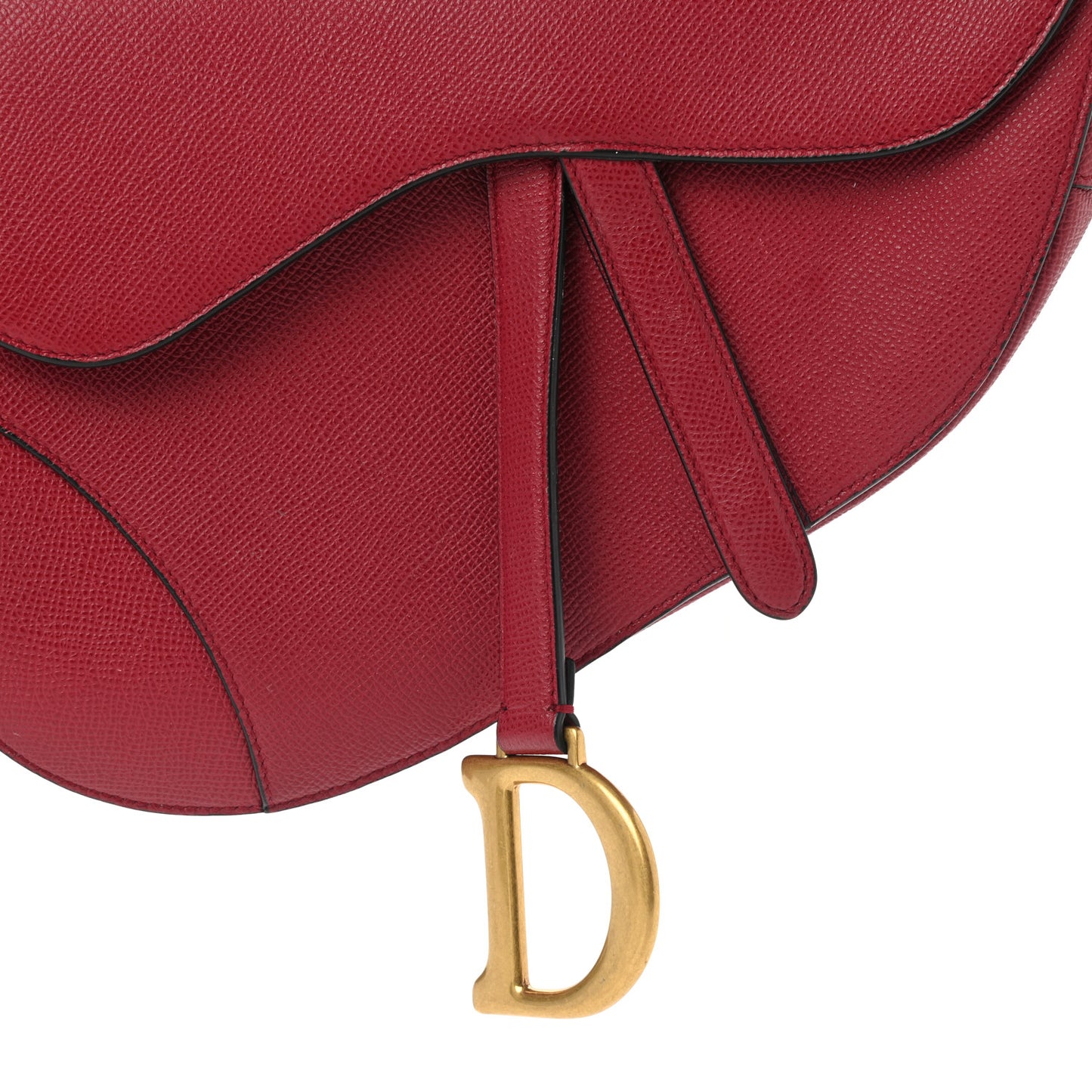 Grained Calfskin Saddle Bag Burgundy