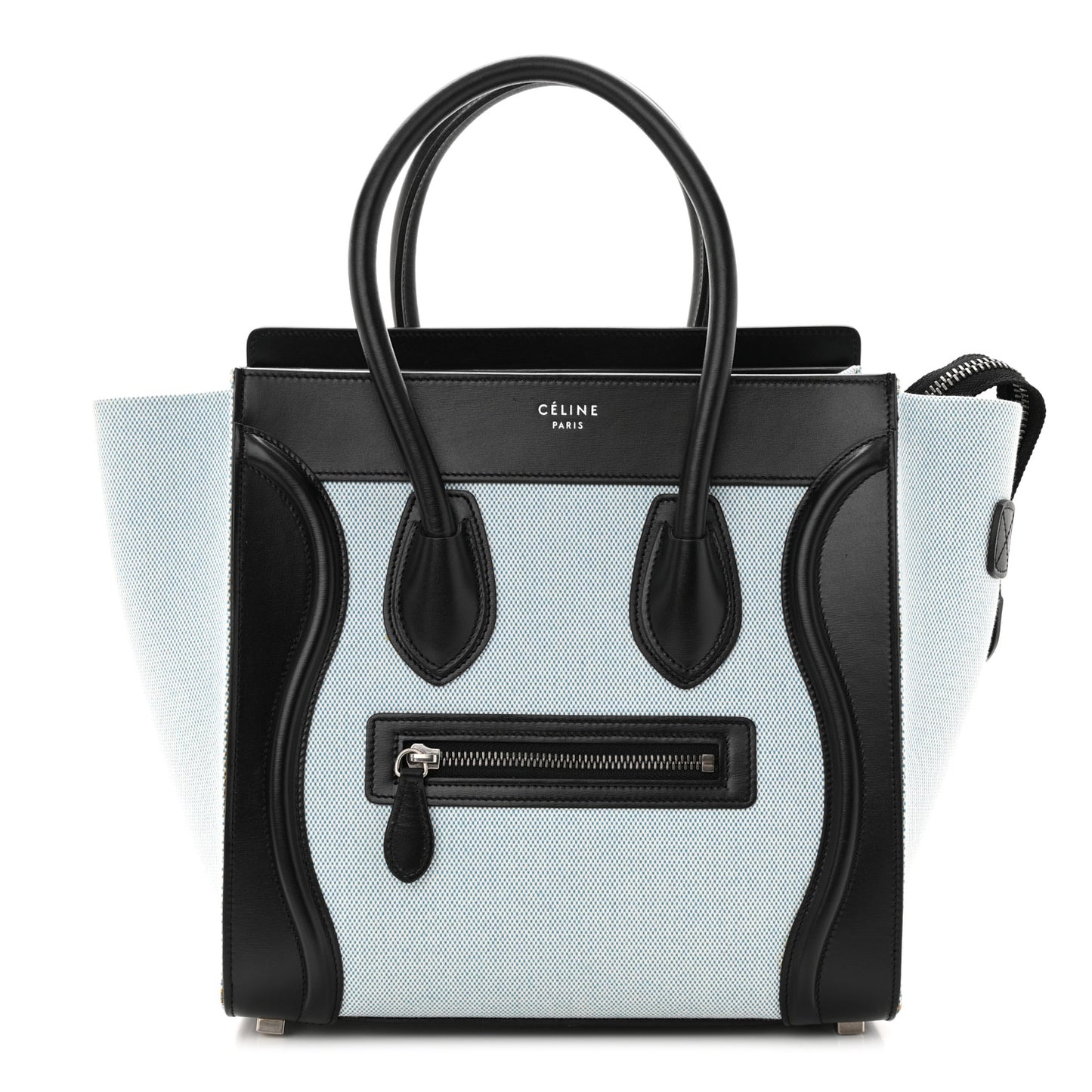 Textile Smooth Calfskin Micro Bi-Color Luggage Blue