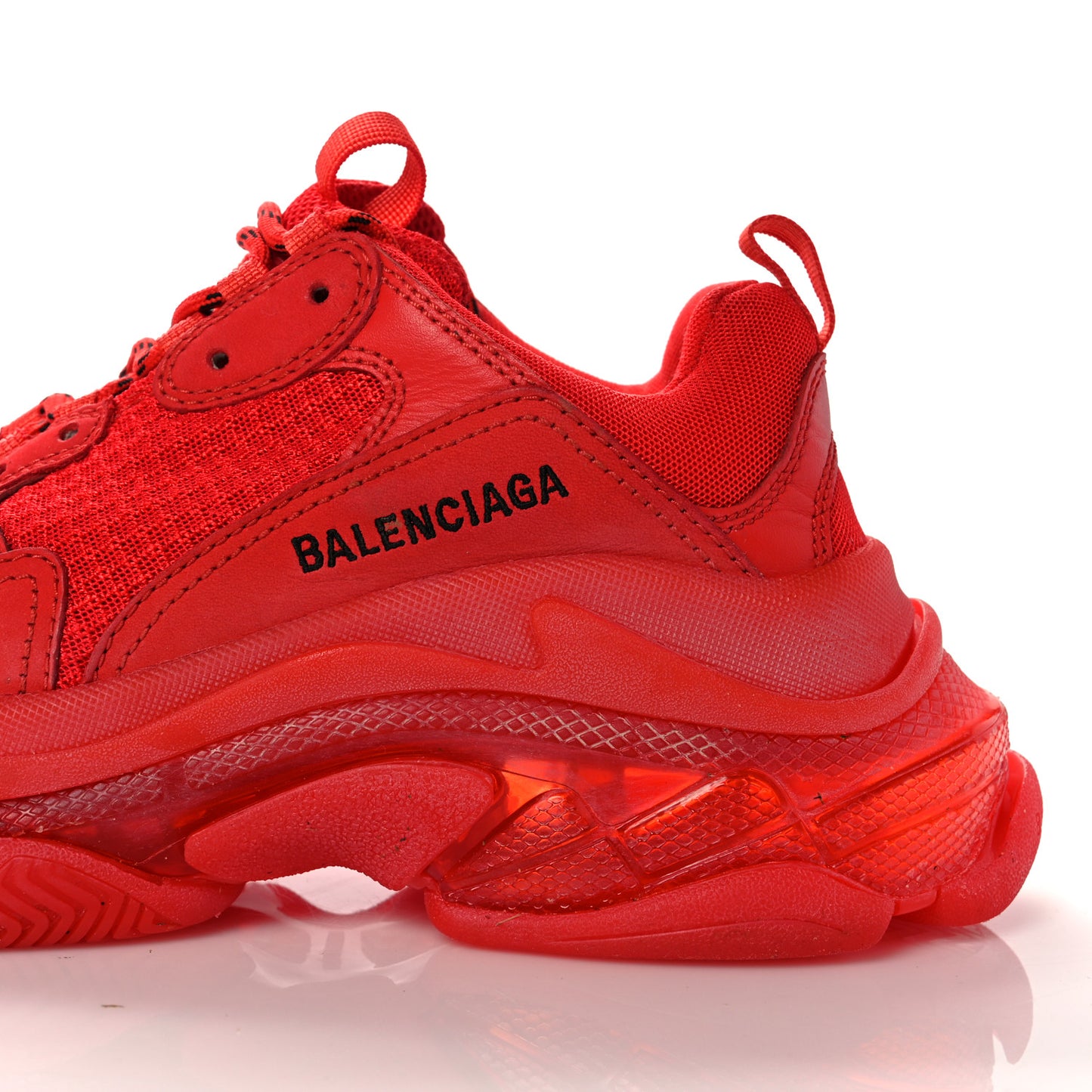 Fabric Mesh Clear Sole Womens Triple S Sneakers 39 Rouge Vif