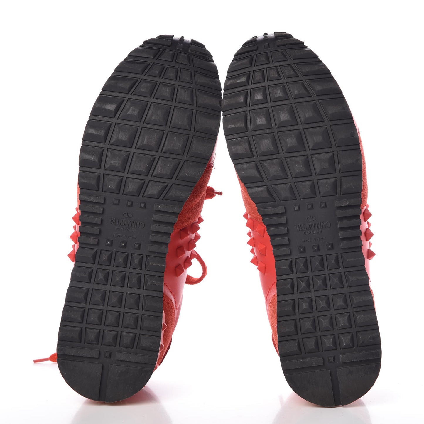 Calfskin Suede Rockstud Sneakers 36.5 Deep Orange