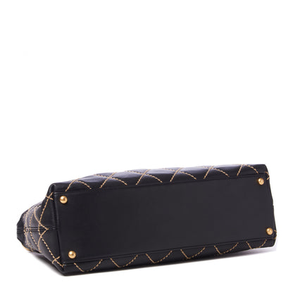 Chanel Calfskin Wild Stitch Hobo Black 3 of 9