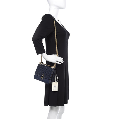 Fendi Vitello Grace Openwork Small Kan I Shoulder Bag Blueberry 2 of 10