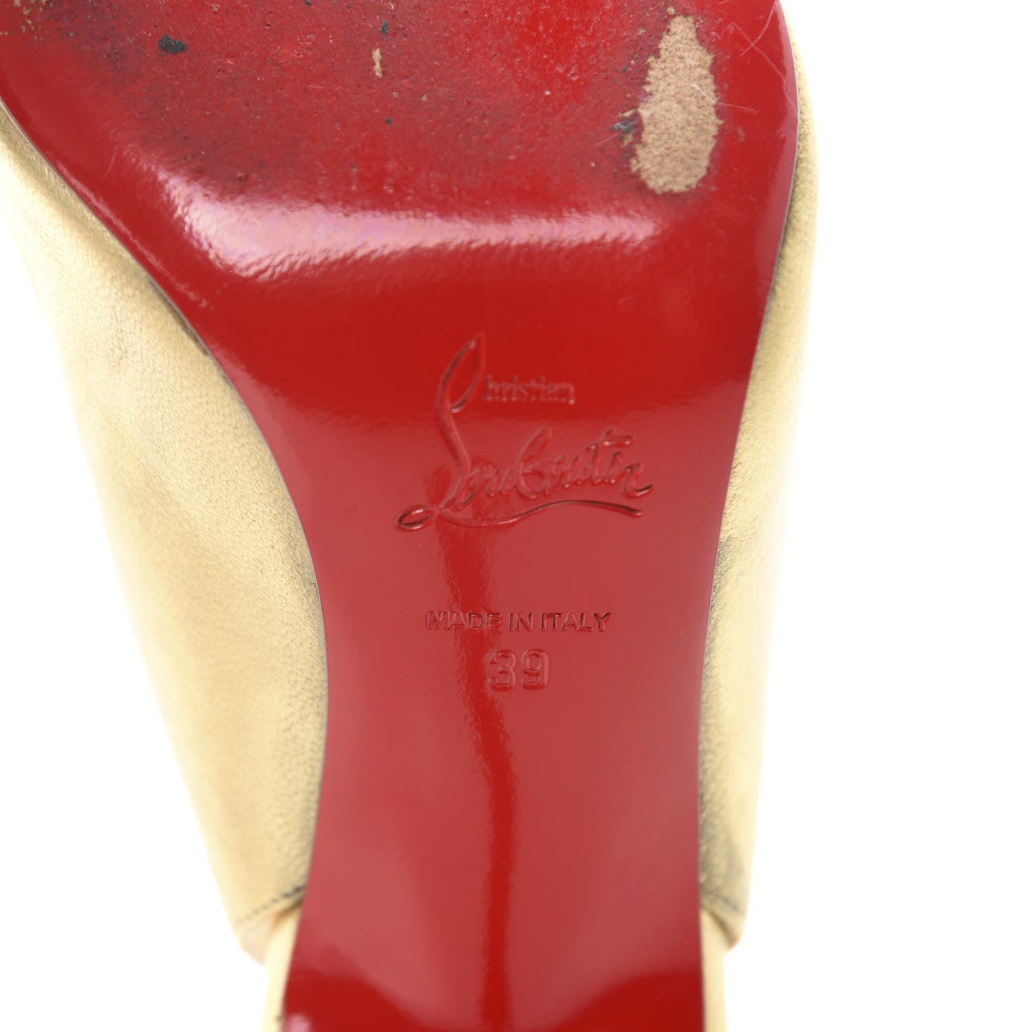 Christian Louboutin Metallic Calfskin Apostrophy 100 Slingback Pumps 39 Gold 9 of 13