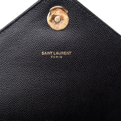 Saint Laurent Grain De Poudre Matelasse Chevron Large Monogram Satchel Black 8 of 11