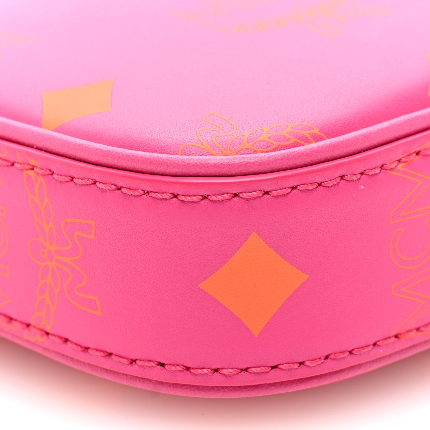 MCM Calfskin Color Splash Mini Pouch on Chain Pink 8 of 9