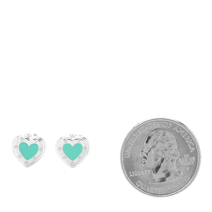 Tiffany Sterling Silver Enamel Mini Return to Tiffany Love Heart Earrings Blue 2 of 5