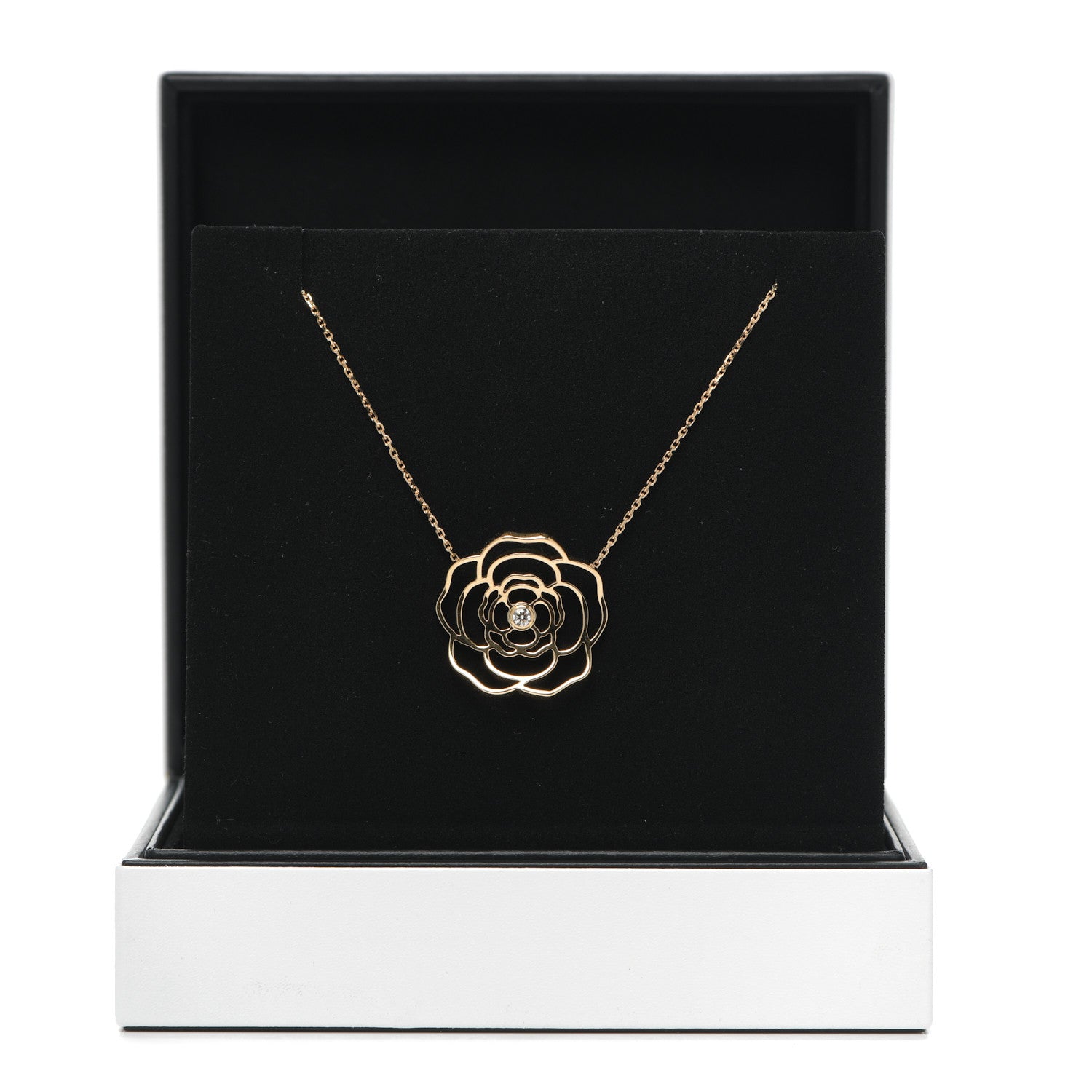 タイムセールCHANEL ネックス Chanel 18K Yellow Gold Diamond Petales de Camelia Necklace 828236
