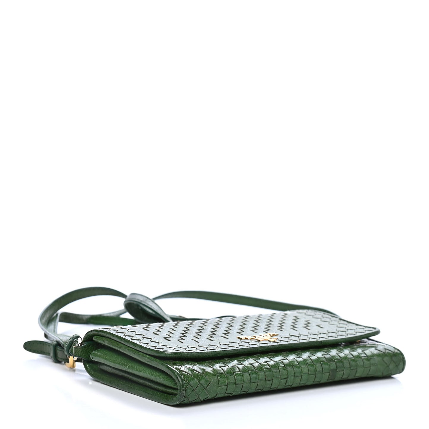 Goatskin Woven Chain Wallet Verde