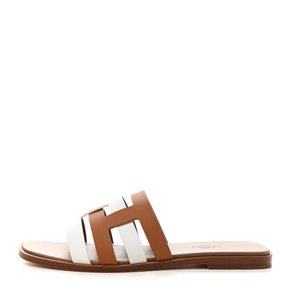 Hermes Calfskin Amore Sandals 38.5 White Naturel 1 of 9