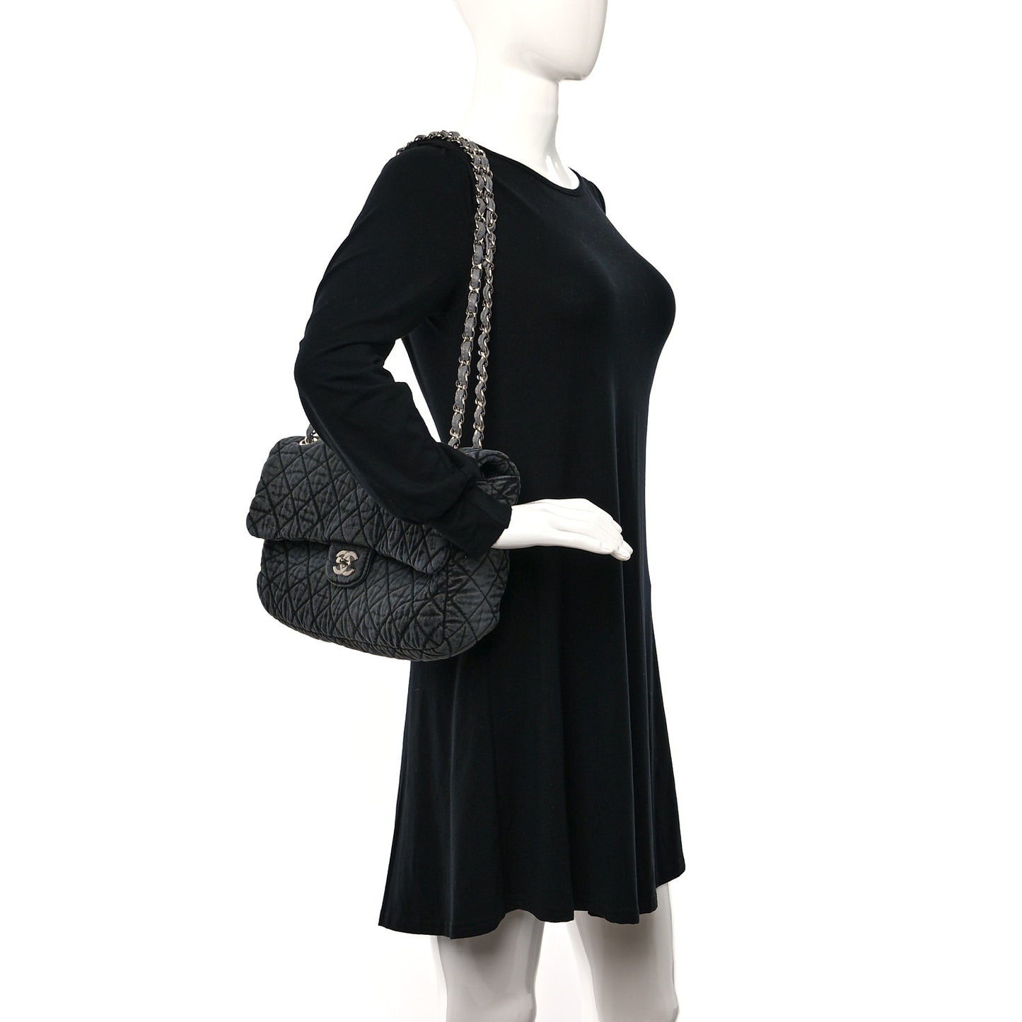 Denim Quilted Denimpression Flap Grey Black