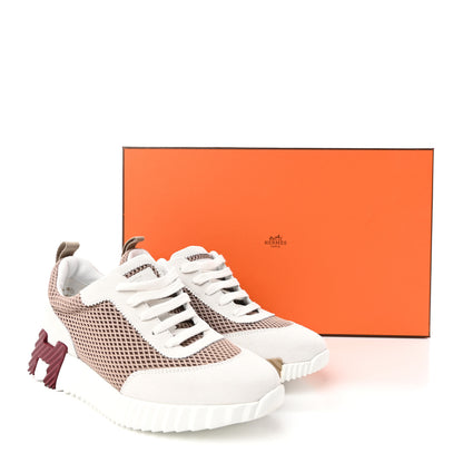 Hermes Air Mesh Suede Goatskin Bouncing Sneakers 36 Beige Argile White 12 of 12