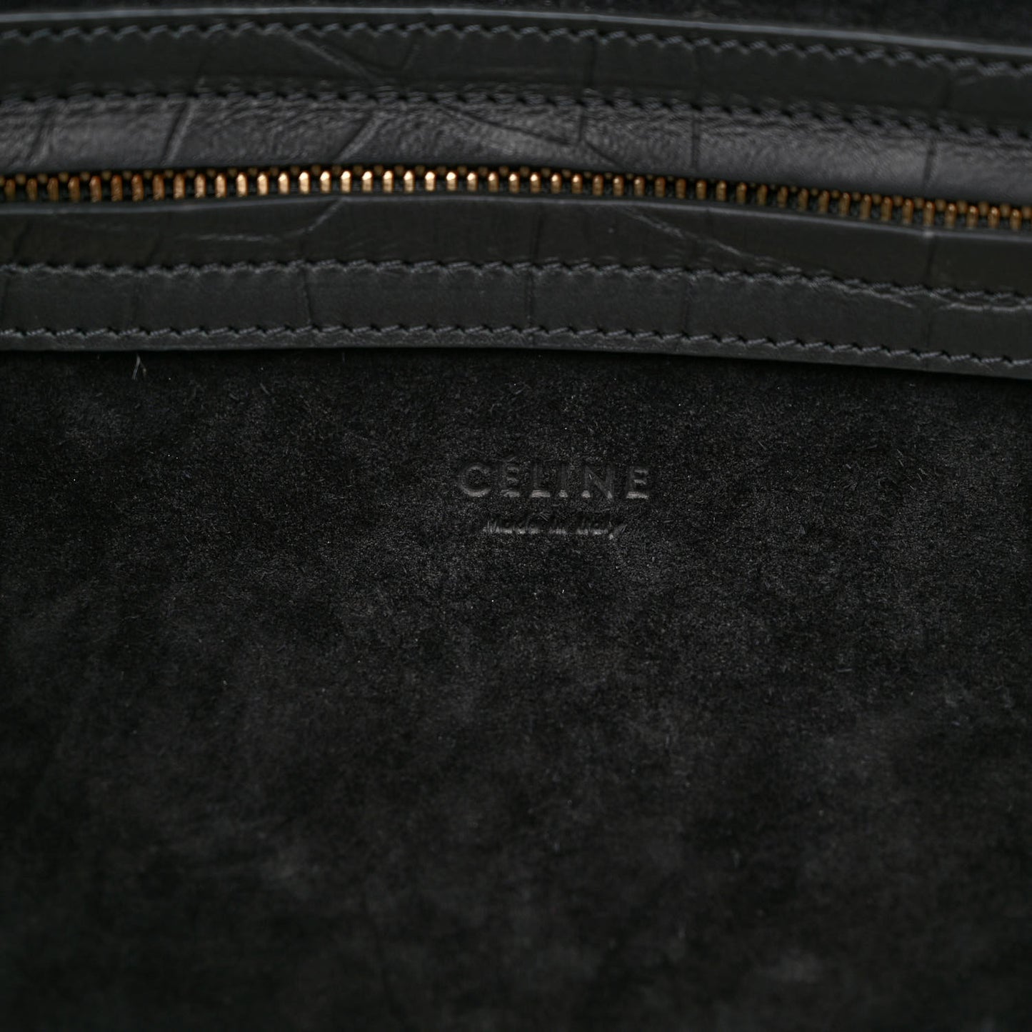 Crocodile Embossed Calfskin Medium Phantom Luggage Black