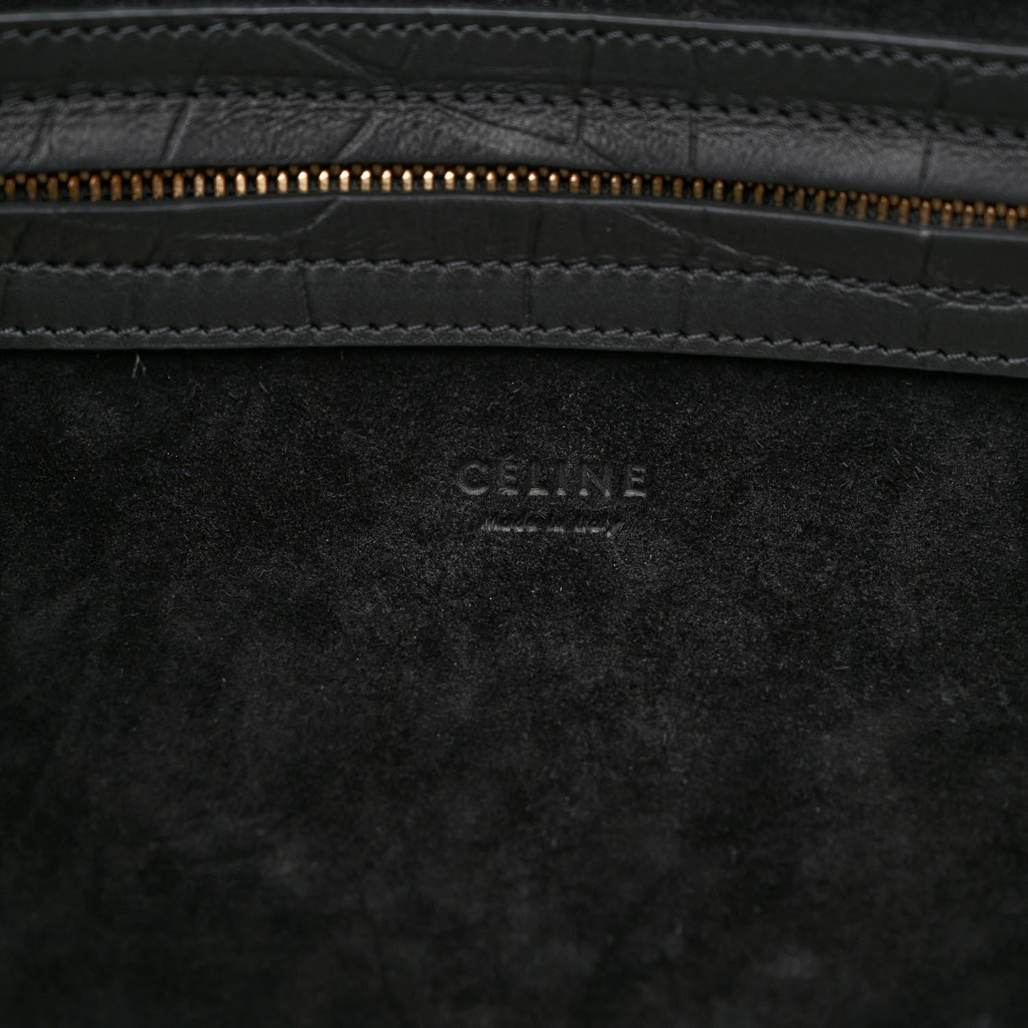 Celine Crocodile Embossed Calfskin Medium Phantom Luggage Black 6 of 9