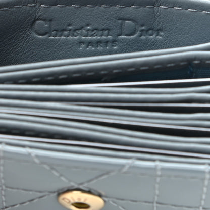 Christian Dior Patent Cannage Lady Dior 5-Gusset Card Holder Sky Blue 5 of 7
