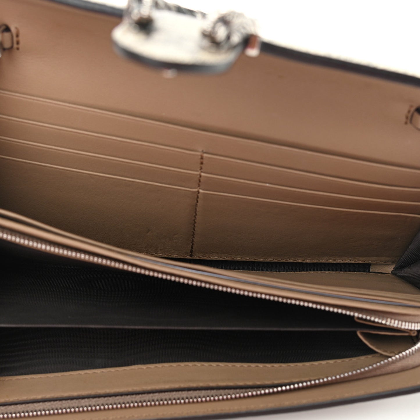 GG Supreme Monogram Dionysus Chain Clutch Wallet Beige Taupe
